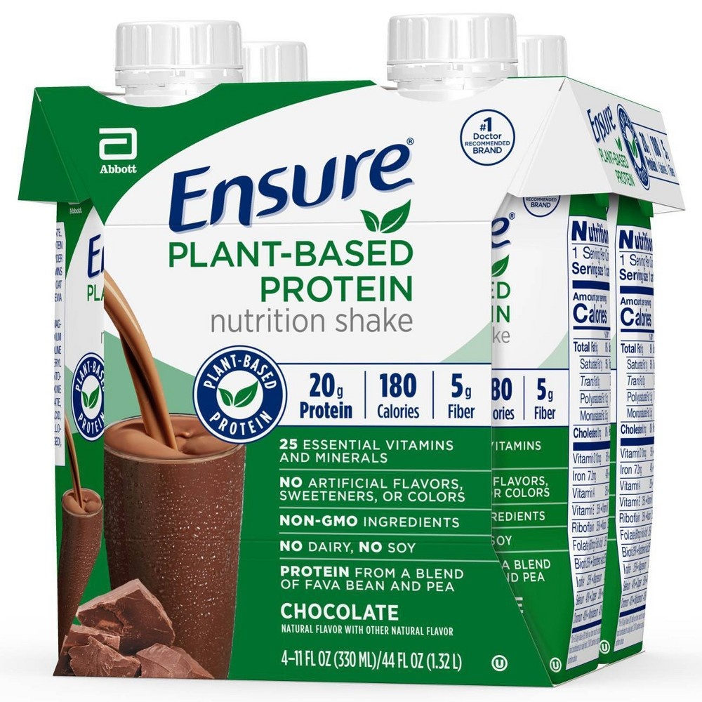 slide 4 of 5, Ensure Plant Based Protein Nutrition Shake Chocolate, 4 ct