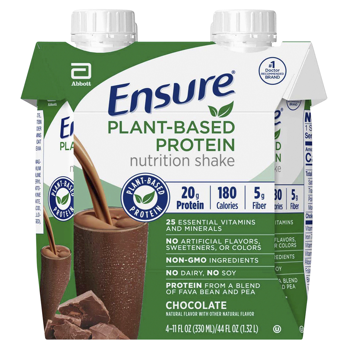 slide 1 of 5, Ensure Plant Based Protein Nutrition Shake Chocolate, 4 ct