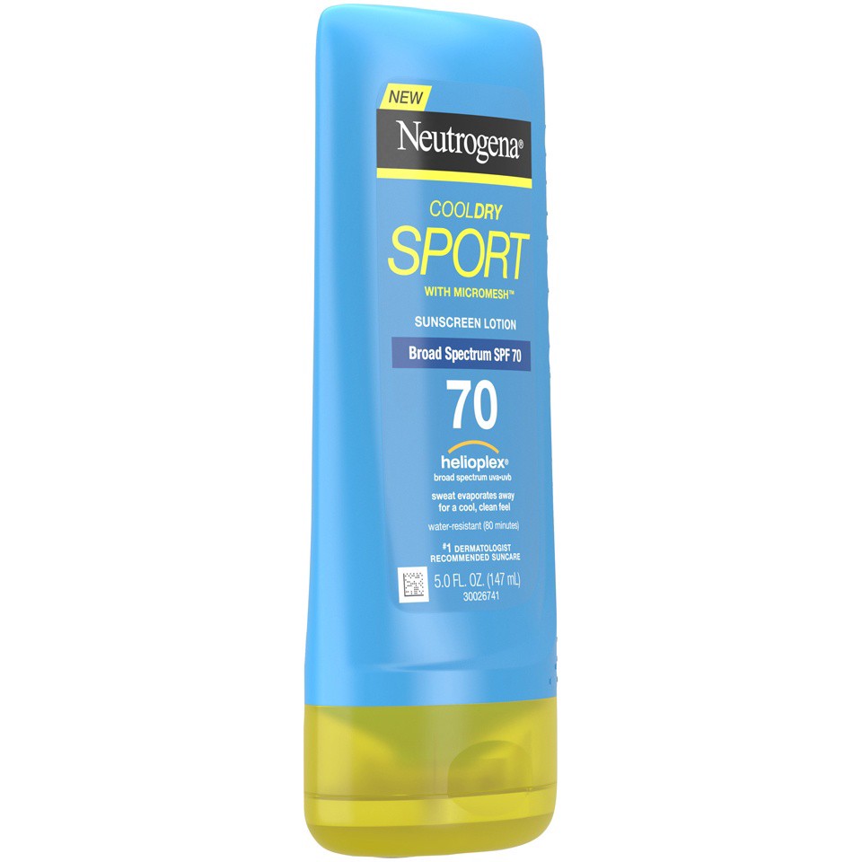 slide 2 of 6, Neutrogena CoolDry Sport Sunscreen Lotion with Broad Spectrum SPF 70, Cooling Sweat- & Water-Resistant Sunscreen with Oil- & PABA-Free Formula, 5 fl. oz, 5 oz