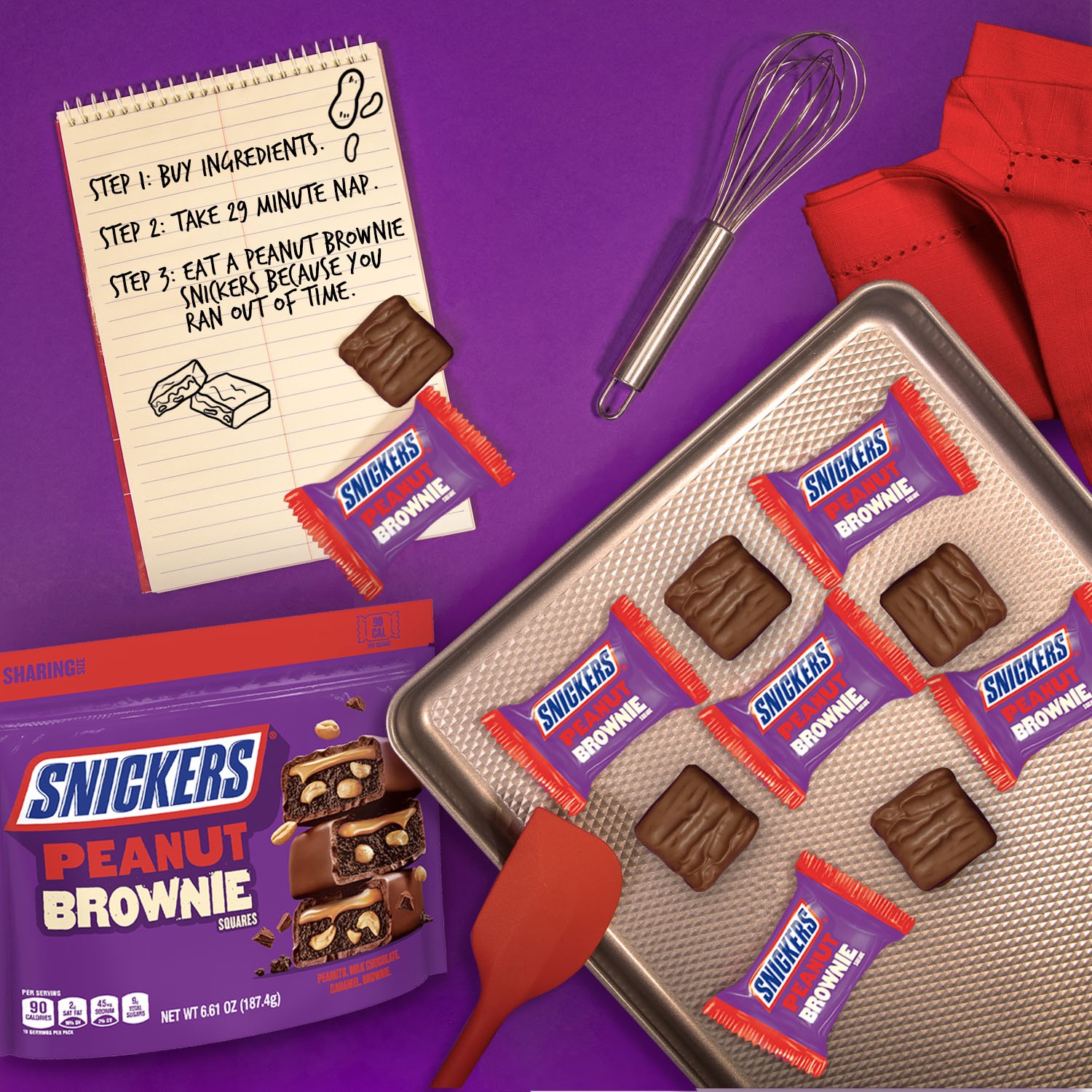 slide 7 of 8, SNICKERS Fun Size Peanut Brownie Squares Chocolate Candy Bars, Sharing Size, 6.61 oz Bag, 6.61 oz