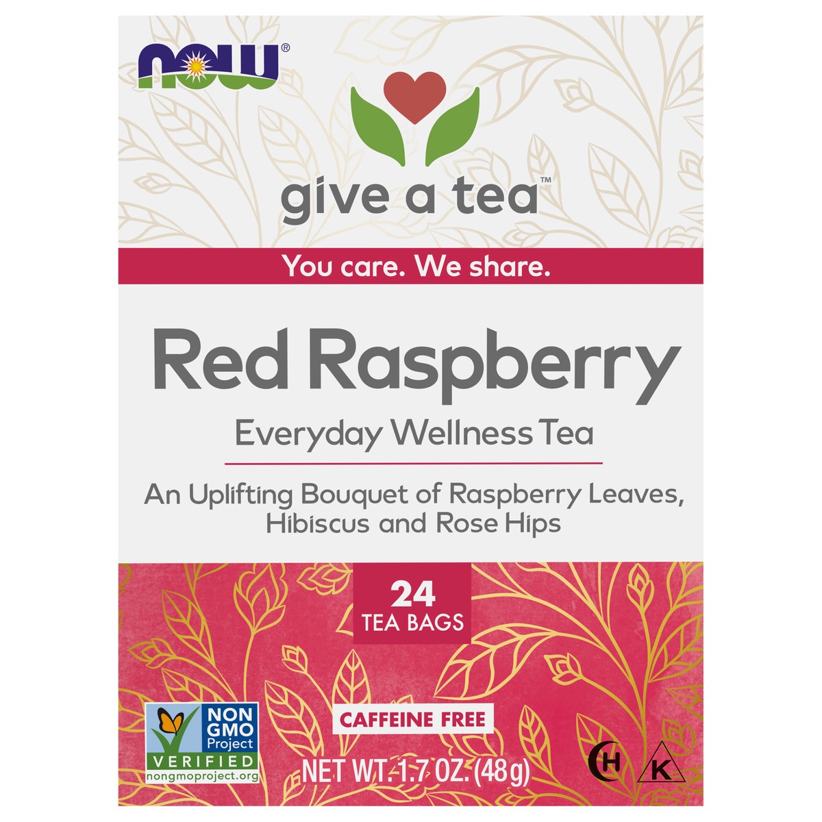 slide 1 of 8, NOW Red Raspberry Tea - 24 Tea Bags, 24 ct