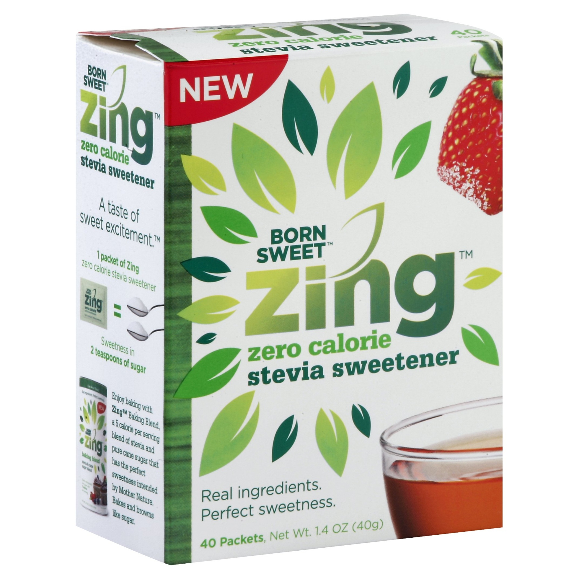 slide 1 of 8, Zing Zero Calories Stevia Sweetener, 40 ct