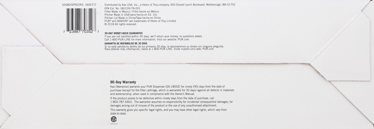 slide 4 of 9, PUR Dispenser Infiltration System 1 ea, 18 cup
