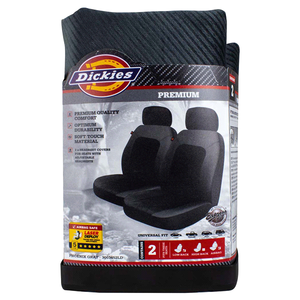 slide 1 of 1, Dickies Gray Phoenix Seat Cover, 2 ct