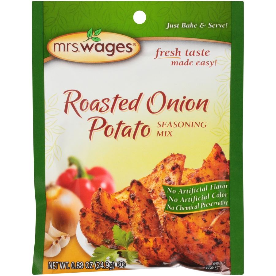 slide 1 of 6, Mrs. Wages Roasted Onion Potato Seasoning Mix, 0.88 oz