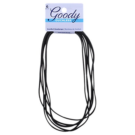 slide 1 of 1, Goody Headbands Flat Narrow Black, 6 ct