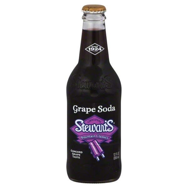 slide 1 of 1, Stewart's Grape Soda, 12 oz