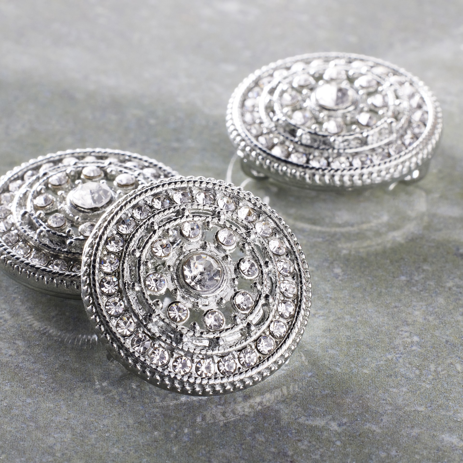 slide 2 of 3, Rhodium With Clear Rhinestone Round Slider Beads, 23mm By Bead Landing, 23 mm