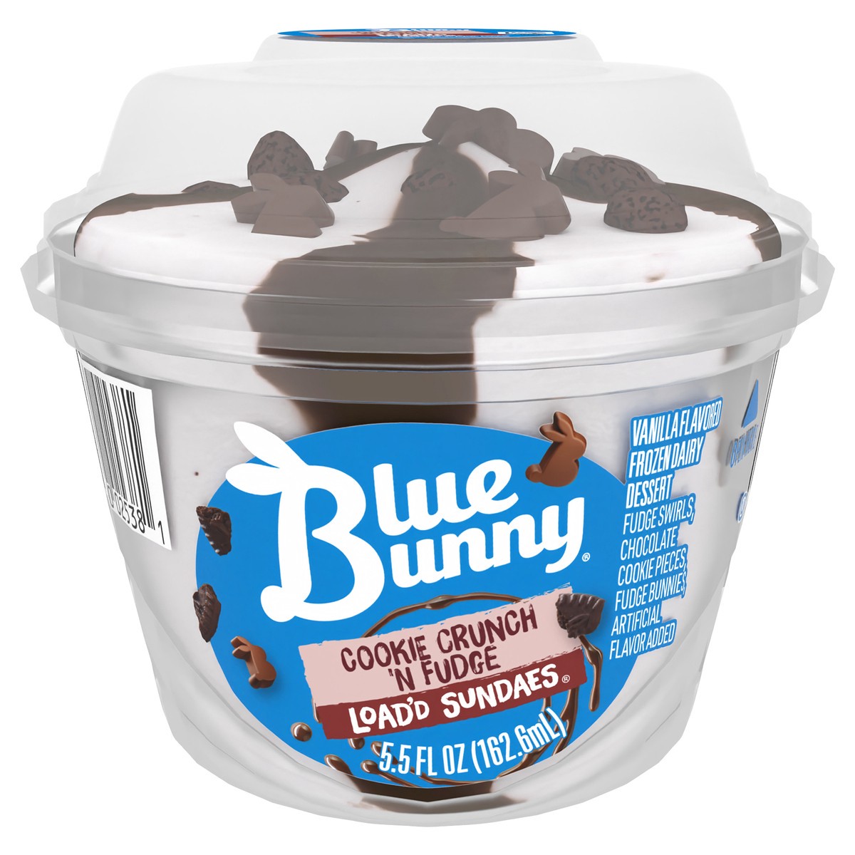 slide 1 of 6, Blue Bunny Cookie Crunch 'n Fudge Load'd Sundaes, 5.5 fl oz, 5.5 fl oz