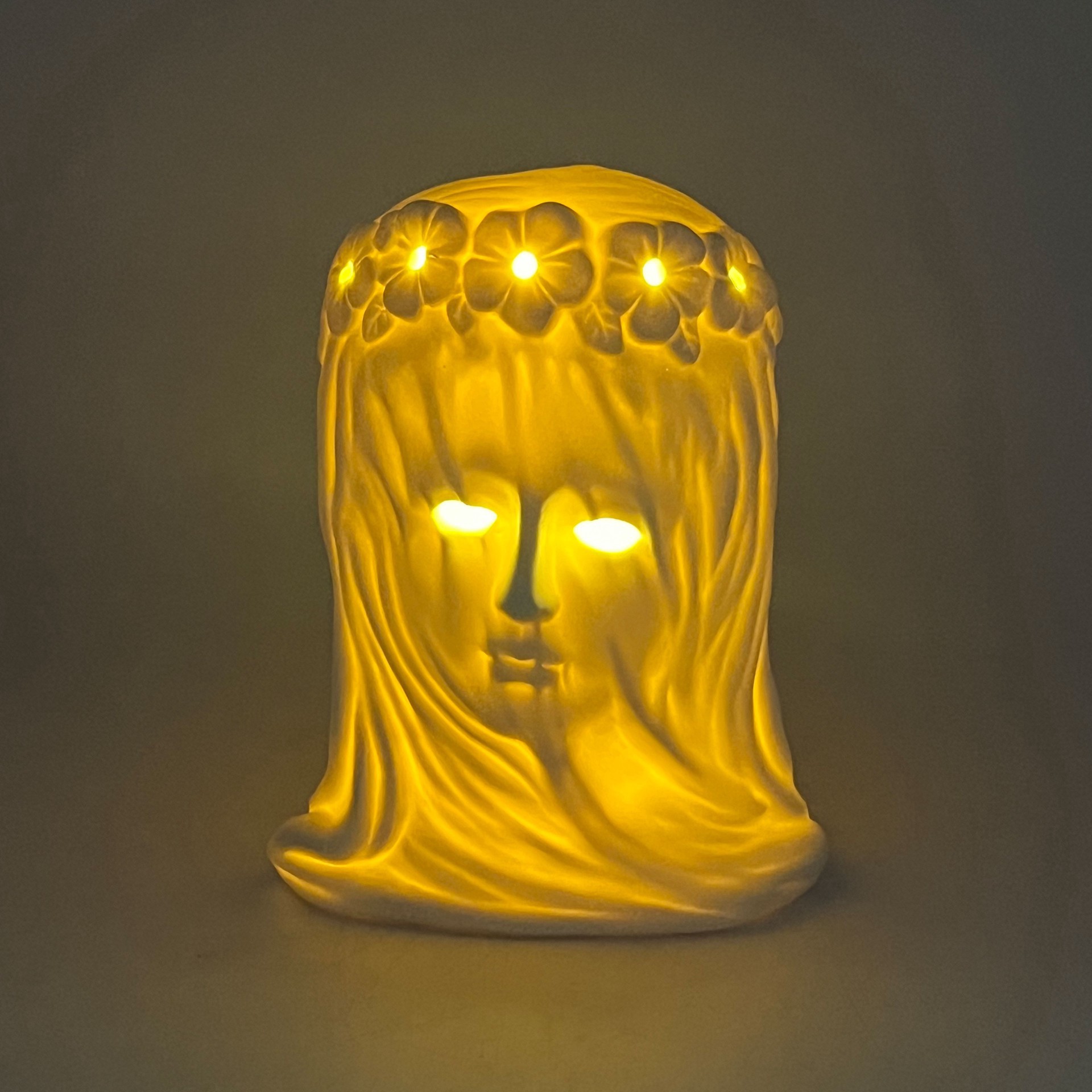 slide 8 of 8, 7.75" Diy Ceramic Led Veiled Lady Decor By Make Market, 5.7 in x 4.73 in x 7.68 in