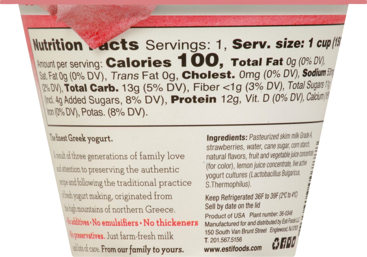 slide 3 of 13, esti Greek Strawberry Yogurt 5.3 oz, 5 oz