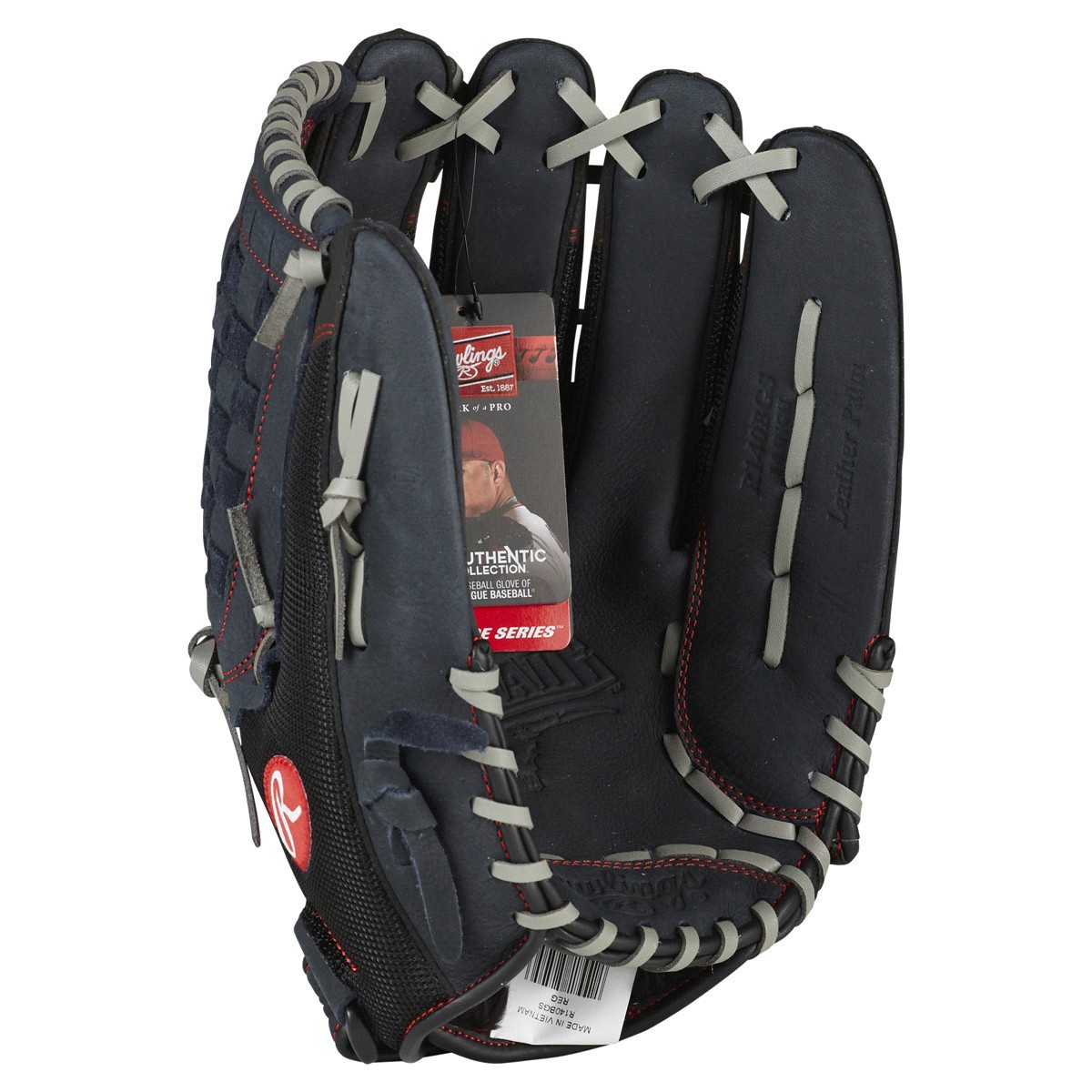 slide 22 of 29, Rawlings Renegade Softball Pattern Glove, RHT, Charcoal, 14'', 14 in