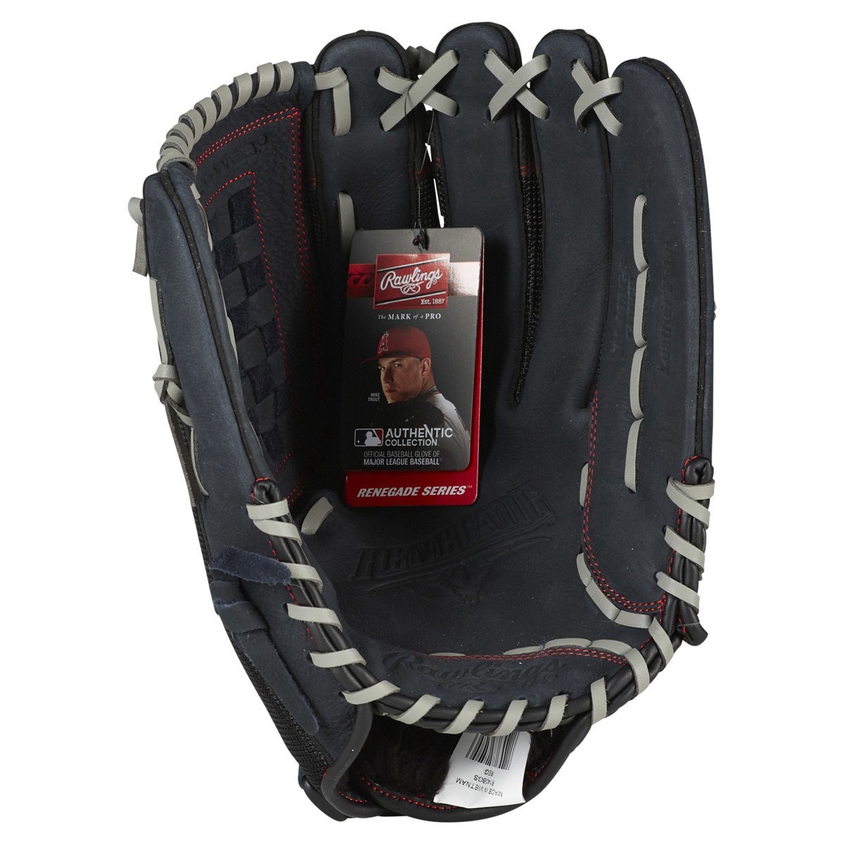 slide 1 of 29, Rawlings Renegade Softball Pattern Glove, RHT, Charcoal, 14'', 14 in