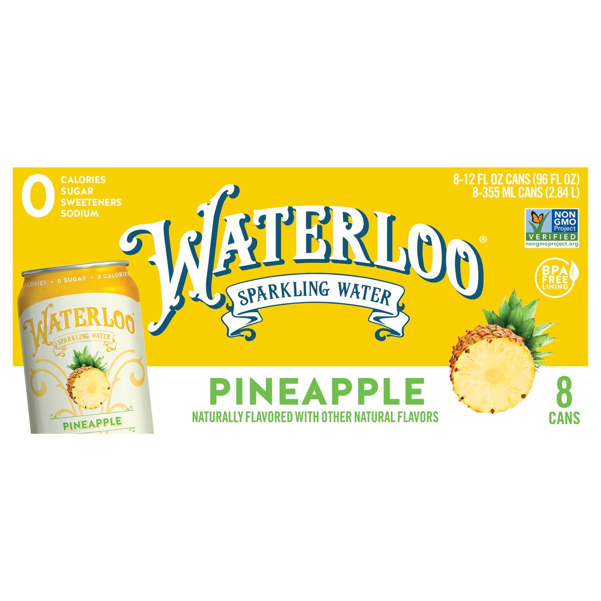 slide 1 of 2, Waterloo Sparkling Water Pineapple Sparkling Water - 96 fl oz, 1 ct