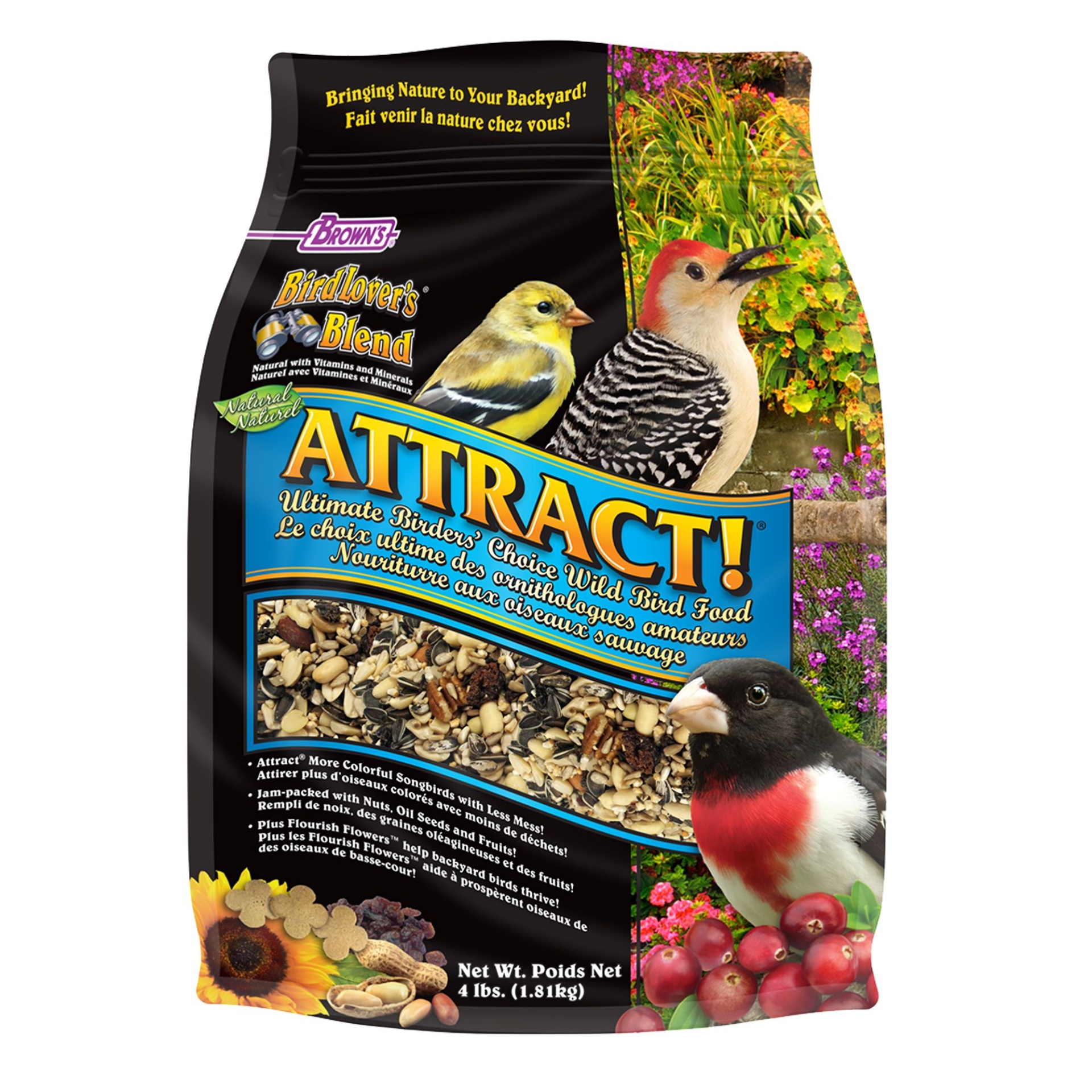 slide 1 of 1, FM Brown's Fm Browns Brown's BirdLover's Blend Natural Attract! Wild Bird Seed, 4 lb