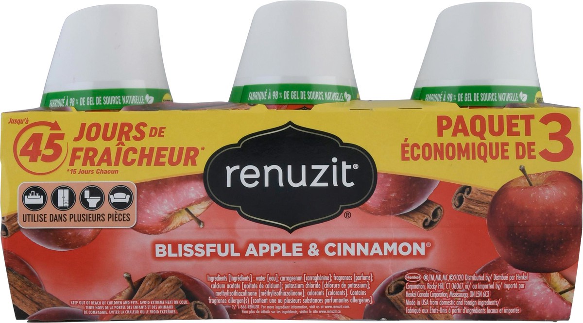 slide 13 of 13, Renuzit 3 Value Pack Blissful Apple & Cinnamon Gel Air Fresheners 3 - 7.0 oz, 3 ct