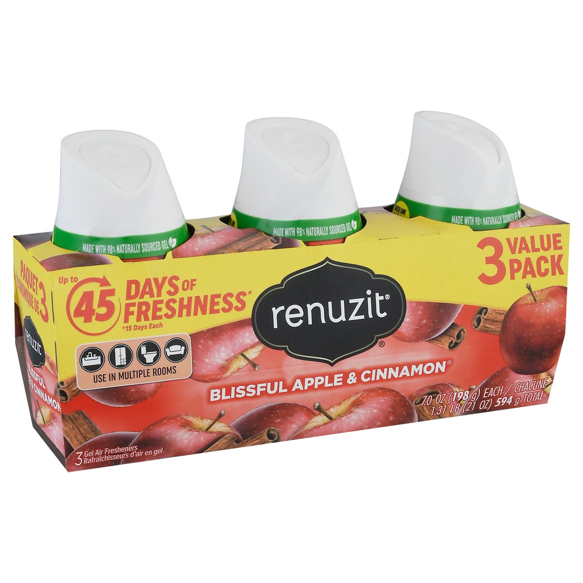 slide 11 of 13, Renuzit 3 Value Pack Blissful Apple & Cinnamon Gel Air Fresheners 3 - 7.0 oz, 3 ct