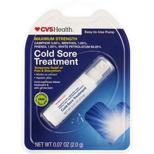 slide 1 of 1, CVS Health Maximum Strength Cold Sore Treatment For Temporary Relief Of Pain & Discomfort, 0.07 Oz, 1 ct
