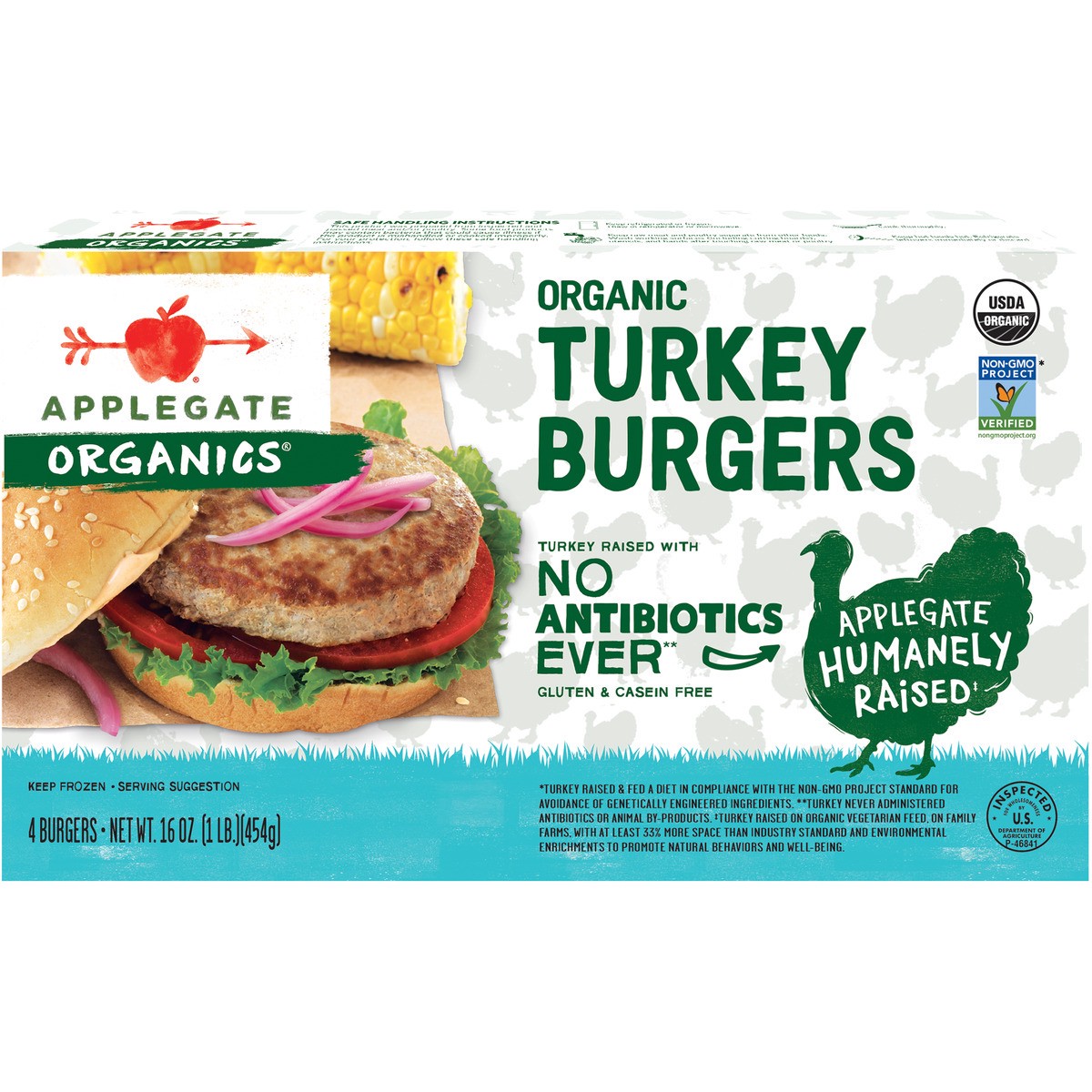 slide 1 of 7, Applegate Turkey Burgers, 4 ct