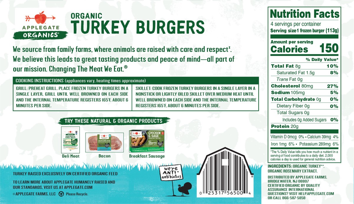 slide 2 of 7, Applegate Turkey Burgers, 4 ct