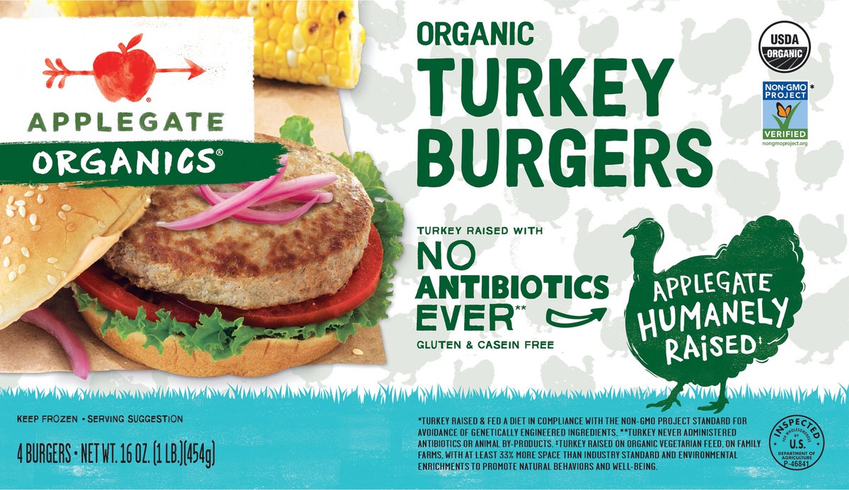 slide 3 of 7, Applegate Turkey Burgers, 4 ct