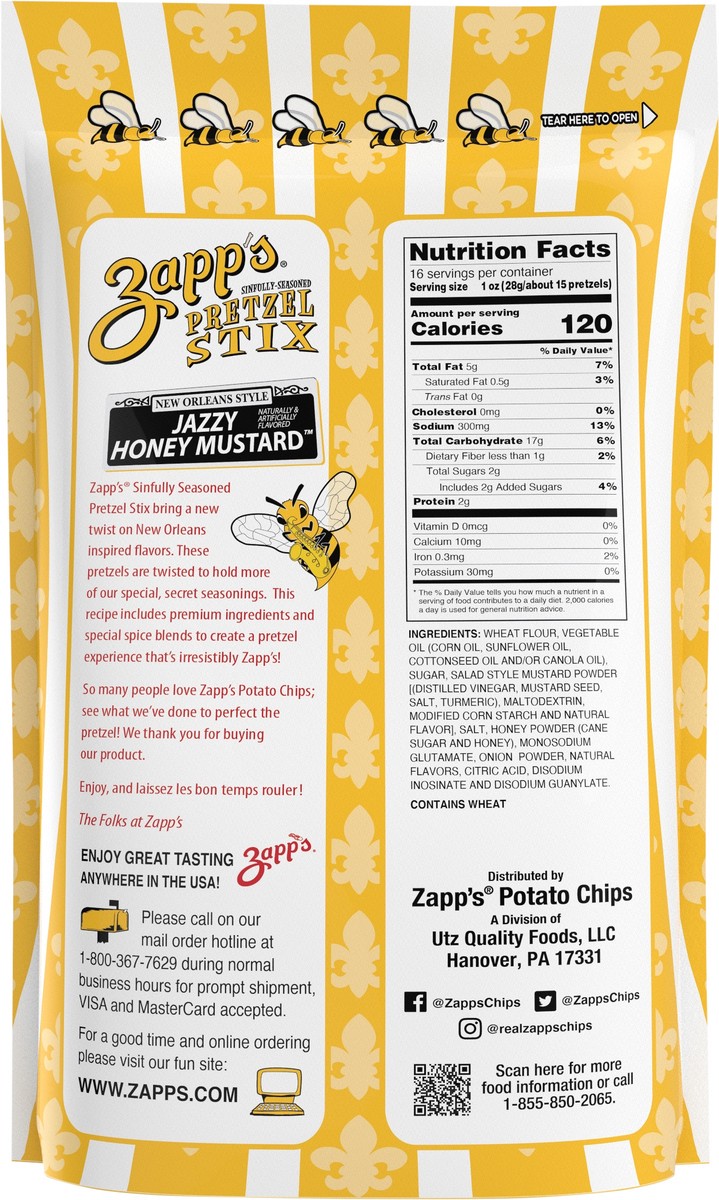 slide 3 of 7, Zapp's Jazzy Honey Mustard Pretzel Stix, 16 oz