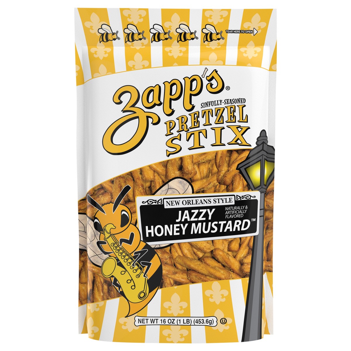 slide 1 of 7, Zapp's Jazzy Honey Mustard Pretzel Stix, 16 oz