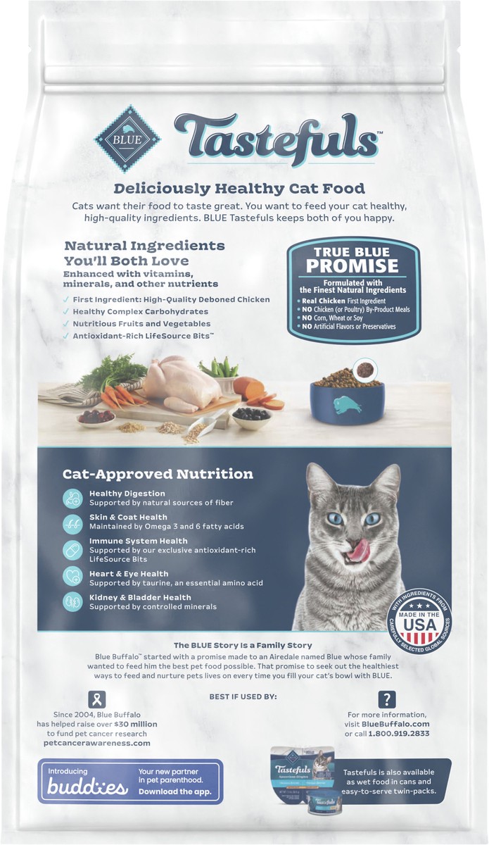 slide 10 of 13, Blue Buffalo Healthy Living Natural Adult Dry Cat Food, Chicken & Brown Rice 7-lb, 7 lb