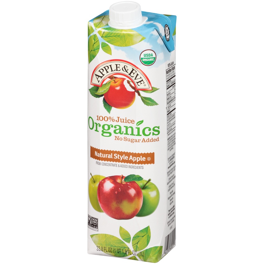 slide 3 of 8, Apple & Eve 100% Juice Organics Natural Style Apple Juice, 33.8 fl oz