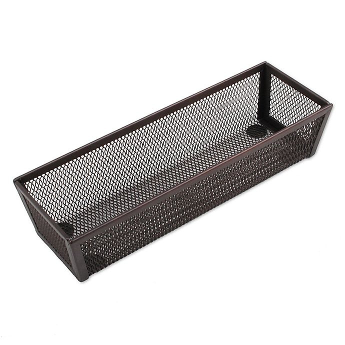 slide 1 of 3, ORG Mesh Rectangular Kitchen Drawer Organizer - Bronze, 3 in x 9 in