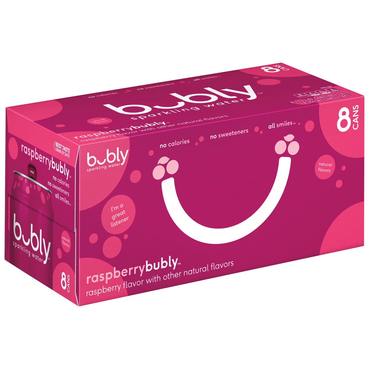 slide 2 of 6, bubly Sparkling Water Raspberry 12 Fl Oz 8 Count Cans, 96 oz