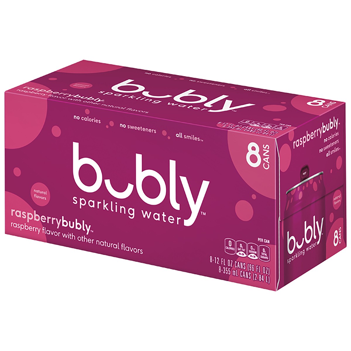 slide 3 of 6, bubly Sparkling Water Raspberry 12 Fl Oz 8 Count Cans, 96 oz