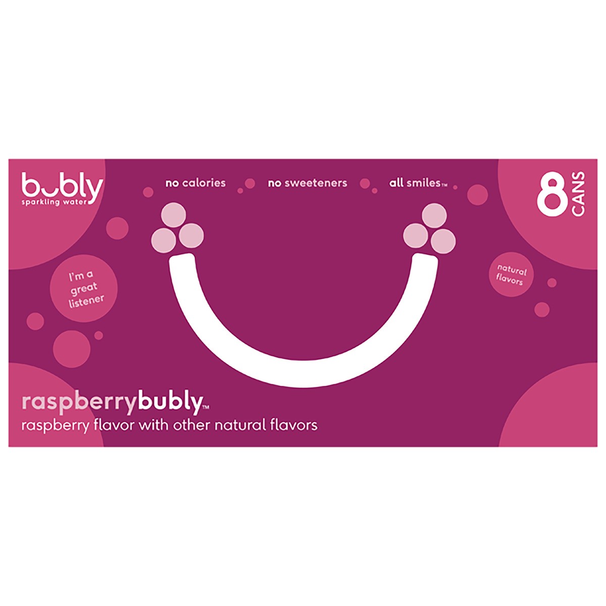 slide 4 of 6, bubly Sparkling Water Raspberry 12 Fl Oz 8 Count Cans, 96 oz