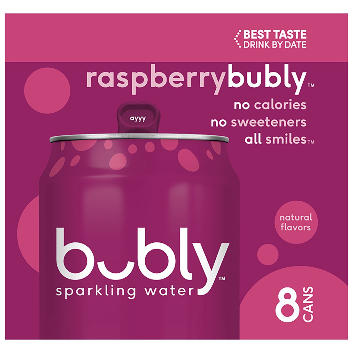 slide 6 of 6, bubly Raspberry Sparkling Water, 8 ct