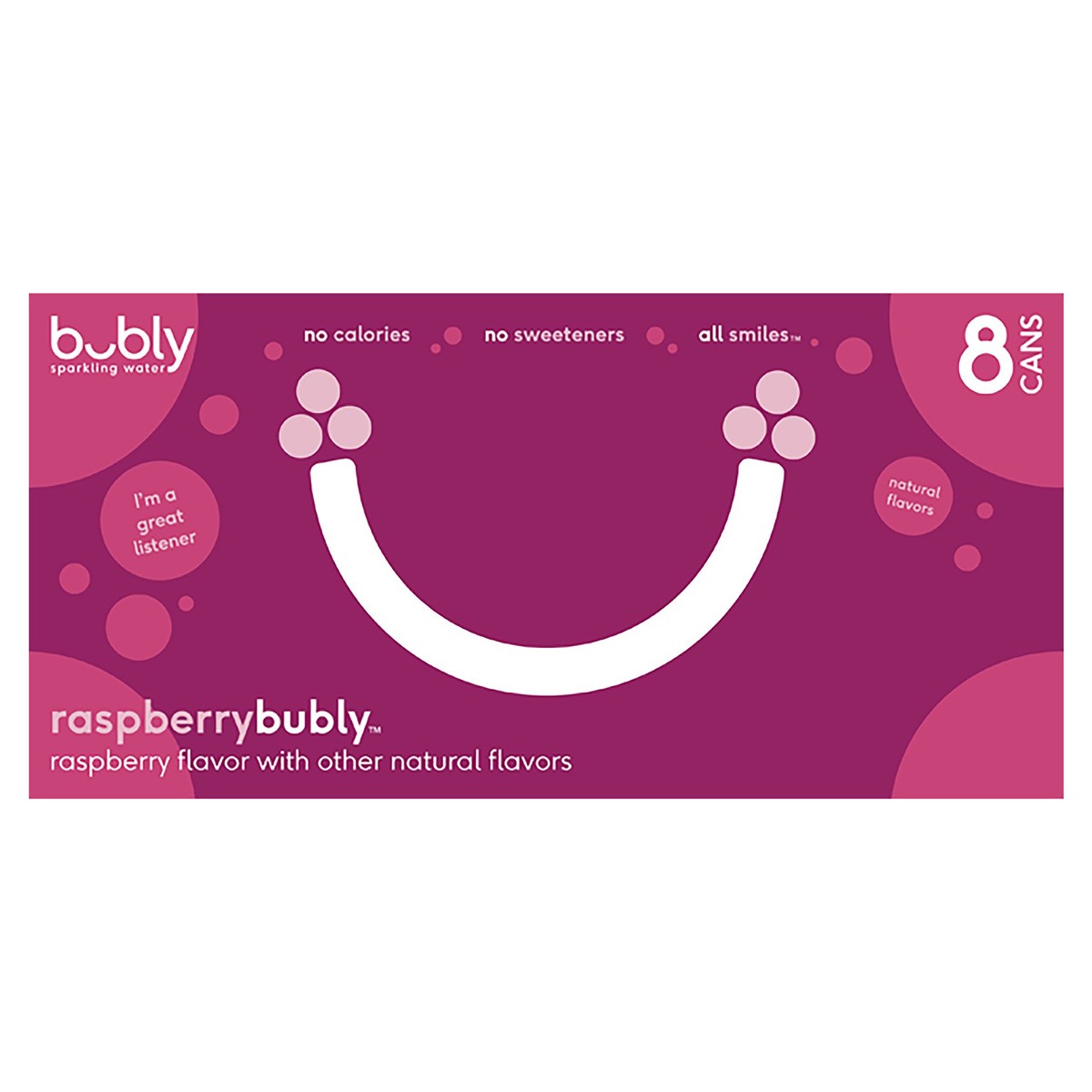 slide 1 of 6, bubly Sparkling Water Raspberry 12 Fl Oz 8 Count Cans, 96 oz