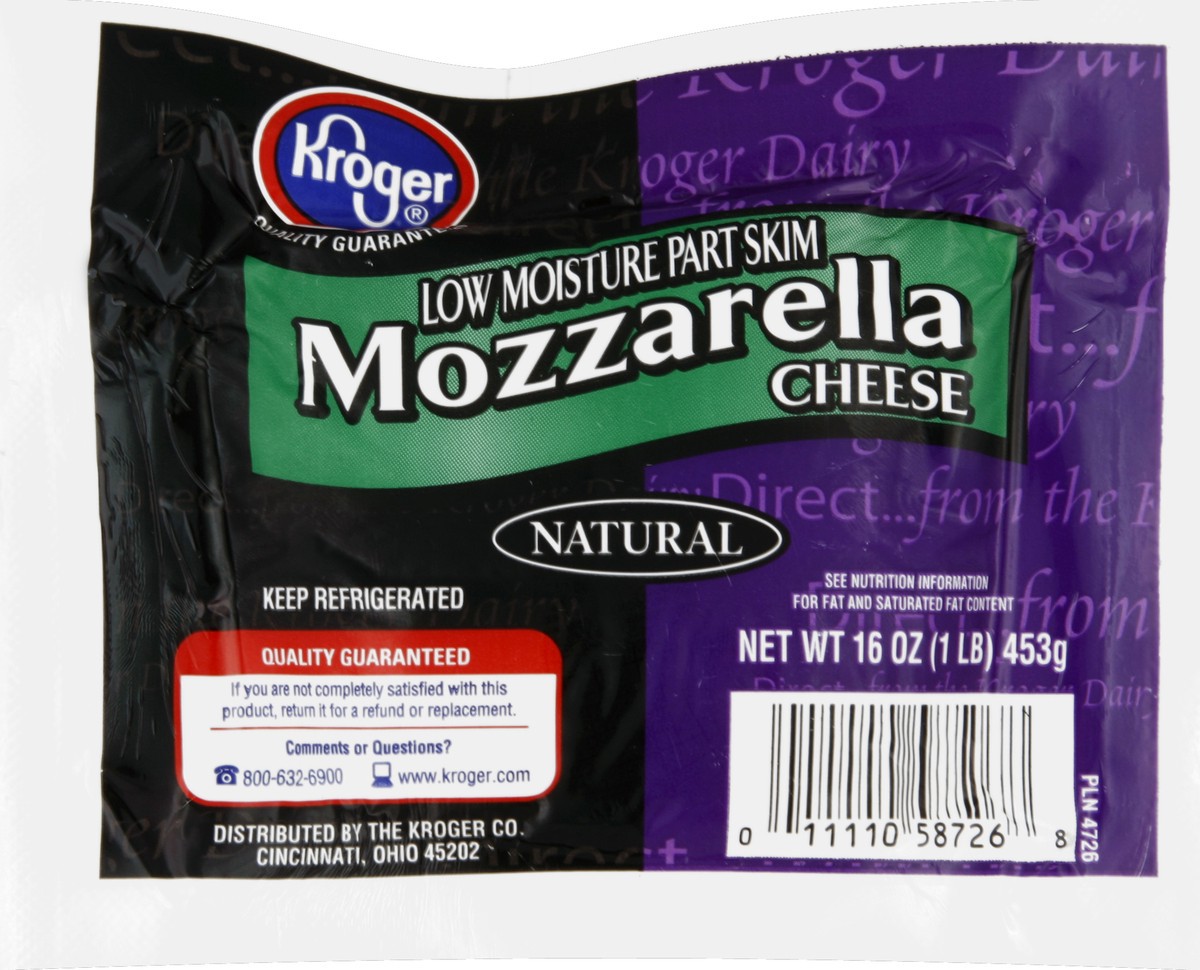 slide 2 of 5, Kroger Part Skim Mozzarella Cheese Round, 16 oz