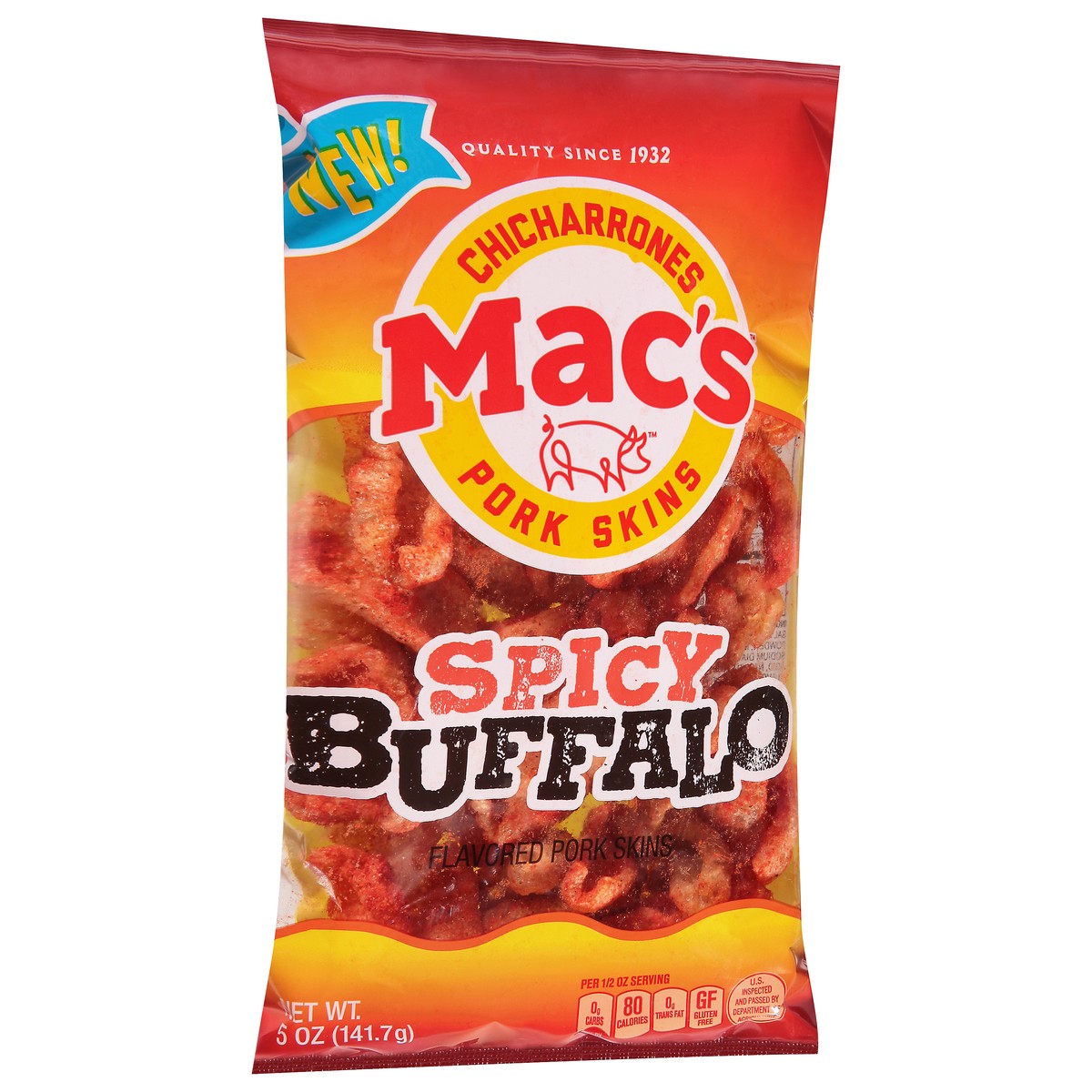slide 2 of 14, Mac's Spicy Buffalo Pork Skins - 5 oz, 5 oz