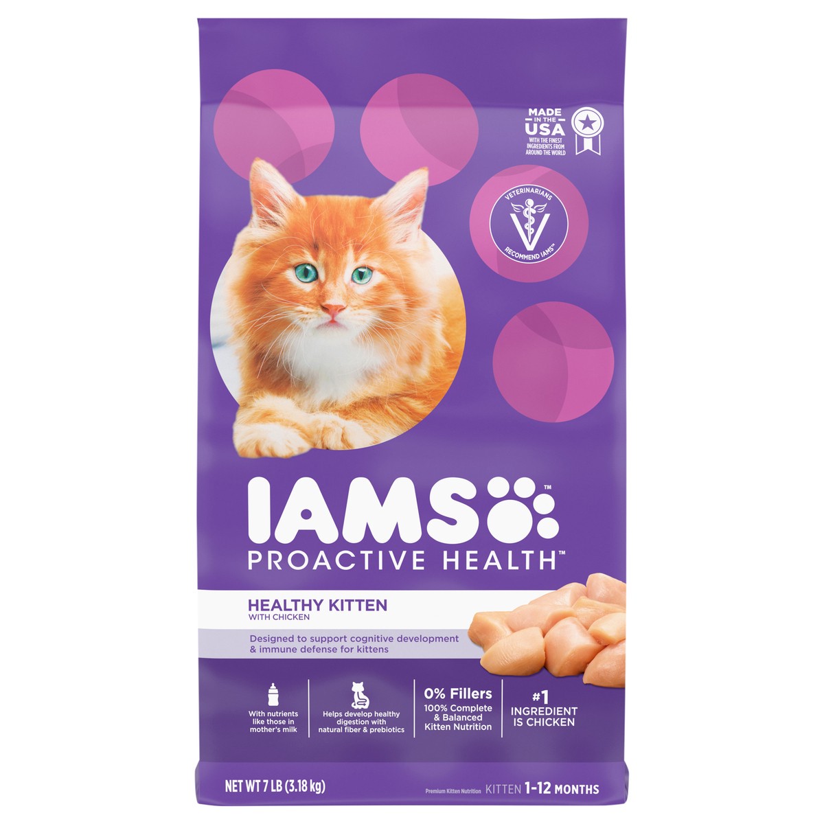 slide 1 of 5, IAMS ProActive Health Healthy Kitten Dry Cat Food with Chicken Cat Kibble, 7 lbs., 7 lb