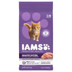 IAMS ProActive Health Healthy Kitten Dry Cat Food with Chicken Cat Kibble, 7 lbs.