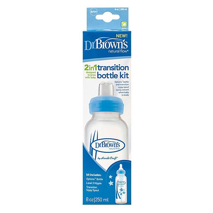 slide 3 of 5, Dr. Brown's Options+ Narrow Bottle to Sippy Baby Bottle Start Kit, Blue, 8oz, 8 fl oz