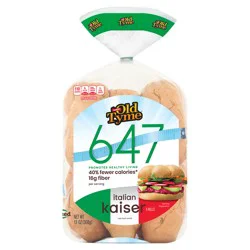 Schmidt's's Old Tyme 647 Italian Kaiser Rolls - 6 Rolls, 40% Fewer Calories, 16g Fiber, Light Brown