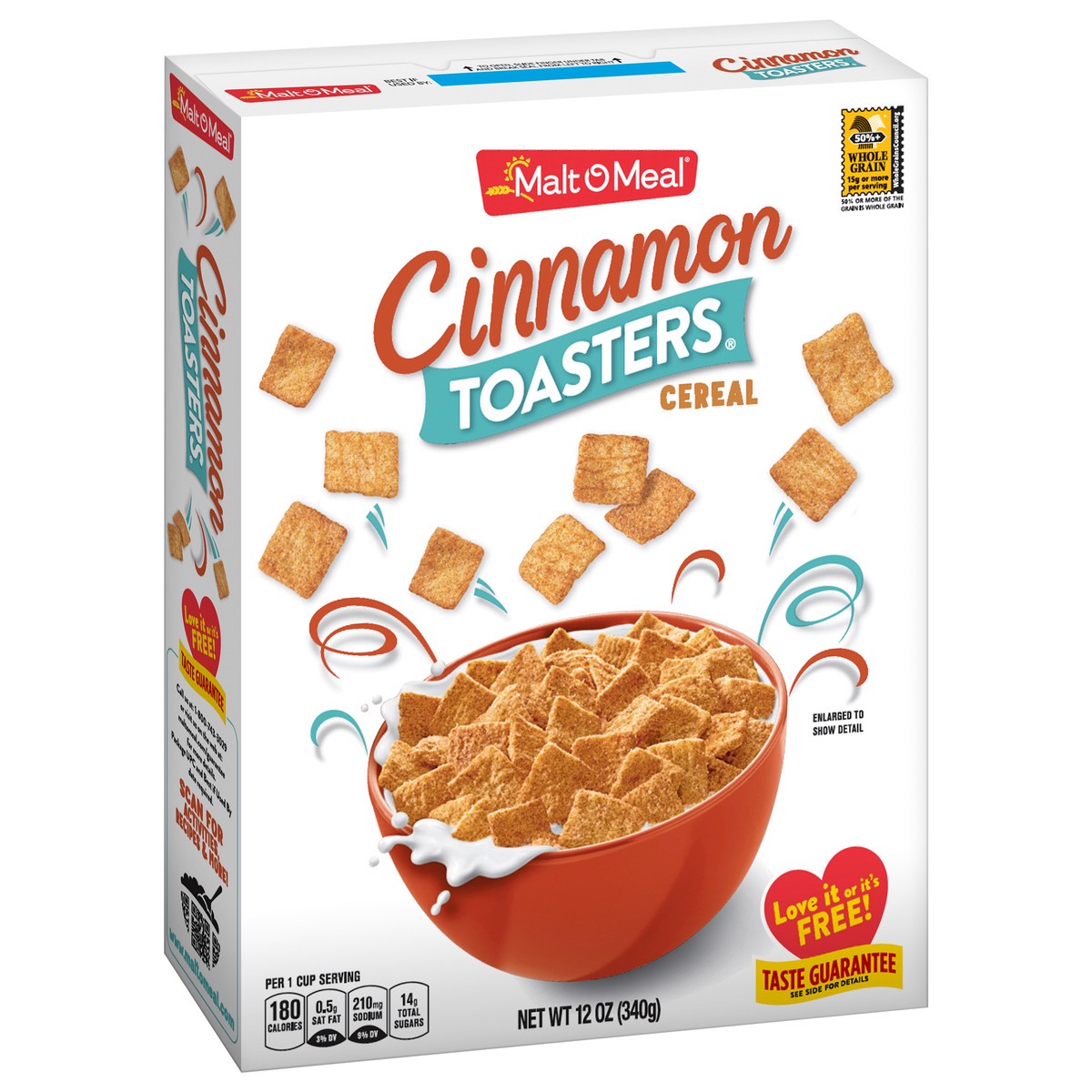 slide 2 of 9, Malt-O-Meal Cinnamon Toasters Kids Breakfast Cereal, Family Size Bulk Bagged Cereal, 12 Ounce - 1 count, 12 oz