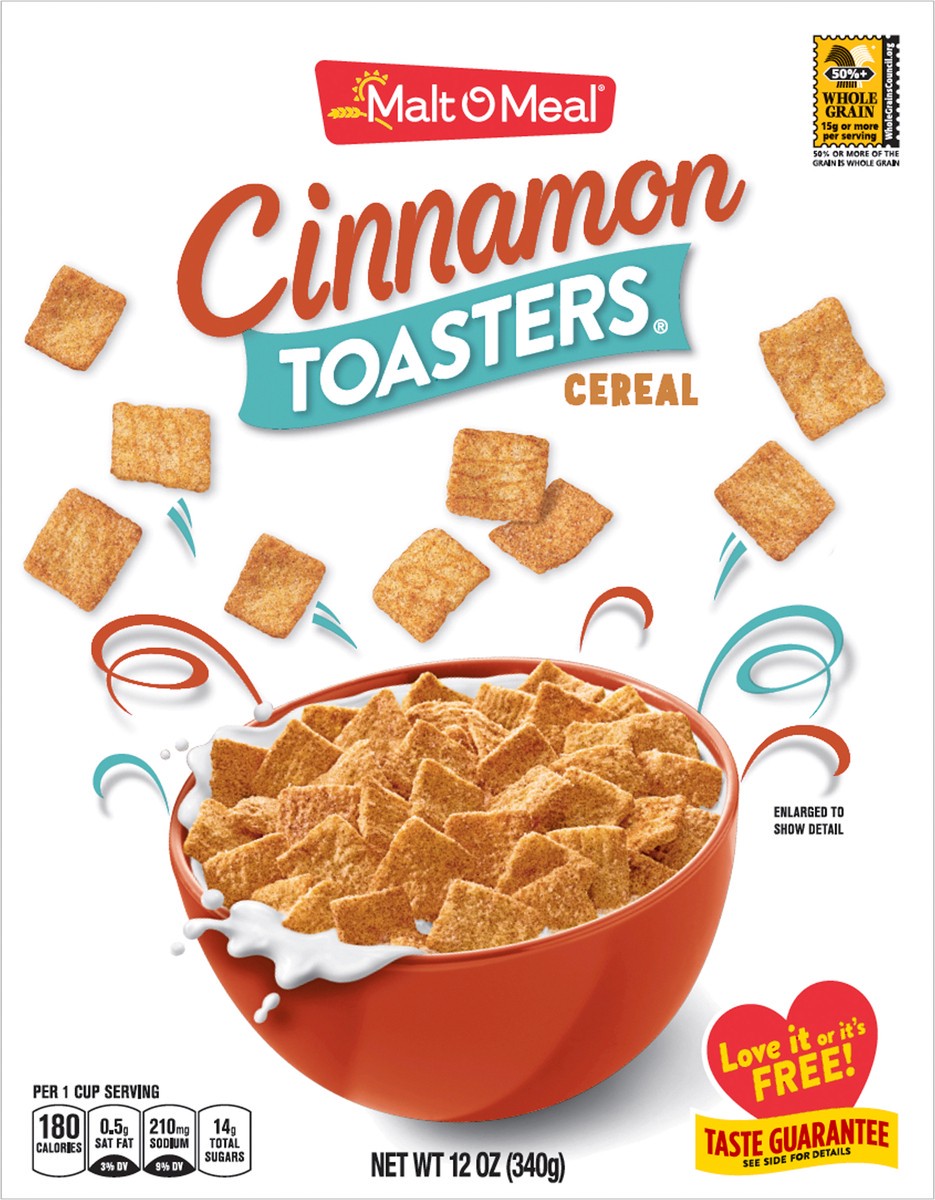 slide 6 of 9, Malt-O-Meal Cinnamon Toasters Kids Breakfast Cereal, Family Size Bulk Bagged Cereal, 12 Ounce - 1 count, 12 oz