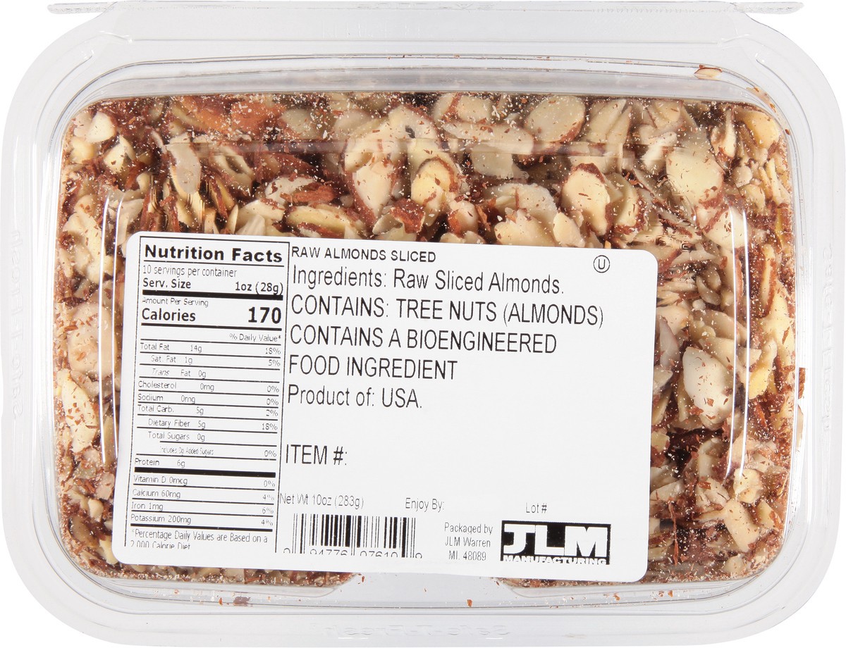 slide 12 of 14, JLM Manufacturing Sliced Raw Almonds 10 oz, 10 oz