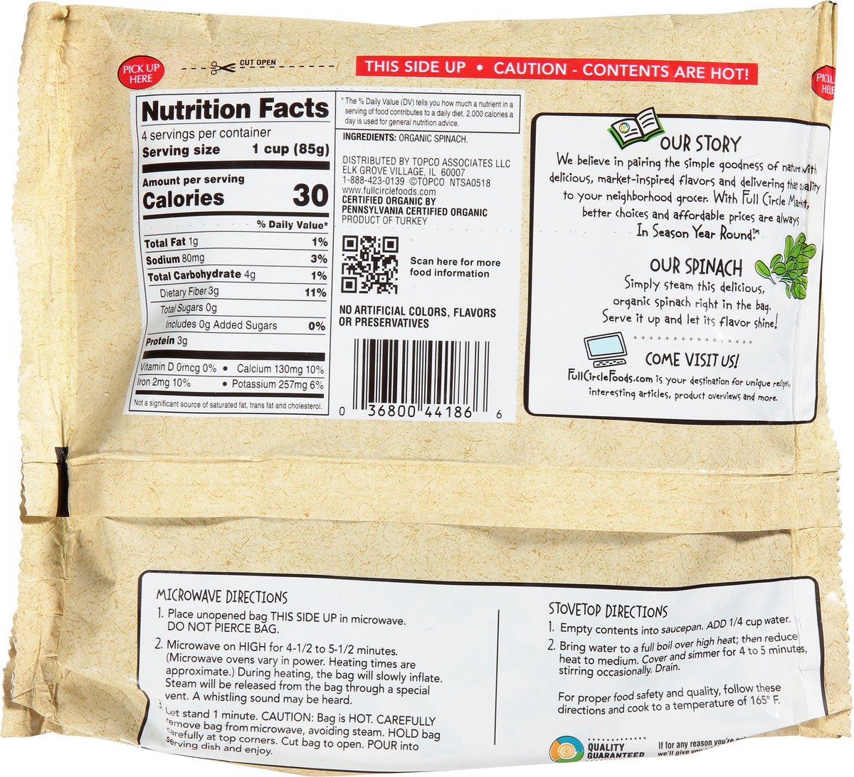 slide 5 of 9, Full Circle Market Organic Chopped Spinach 12 oz, 12 oz