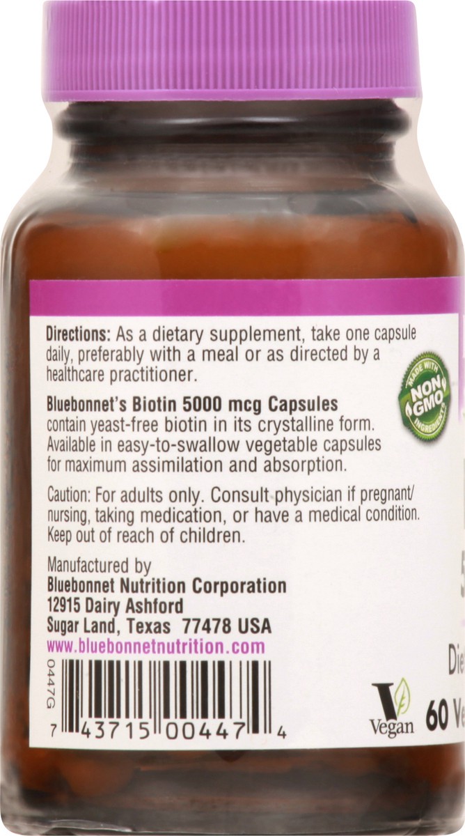 slide 6 of 11, Bluebonnet Nutrition Biotin 5000 Mcg, 60 ct; 5000 mcg