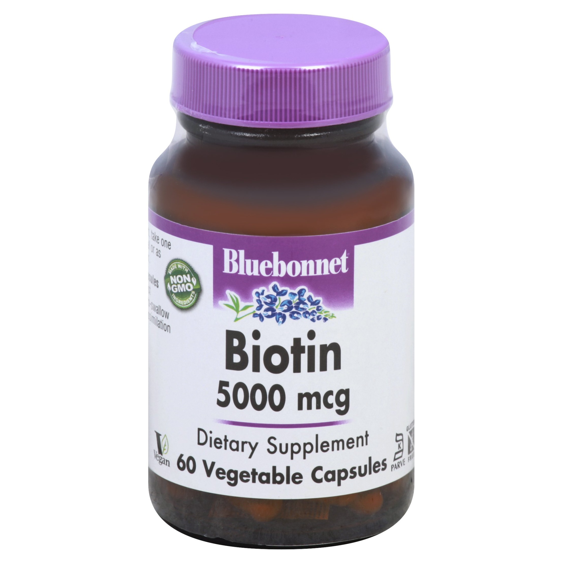 slide 1 of 1, Bluebonnet Nutrition Biotin Capsules, 60 ct; 5000 mcg