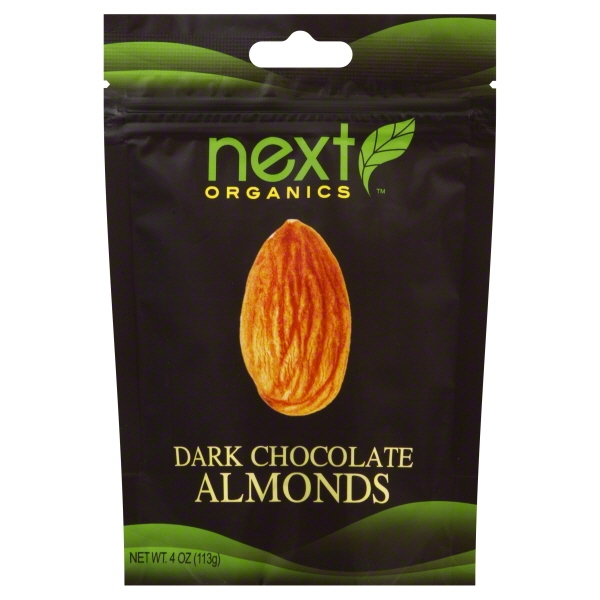 slide 1 of 1, Next Organics Chocolate Dark Almonds Organic, 4 oz