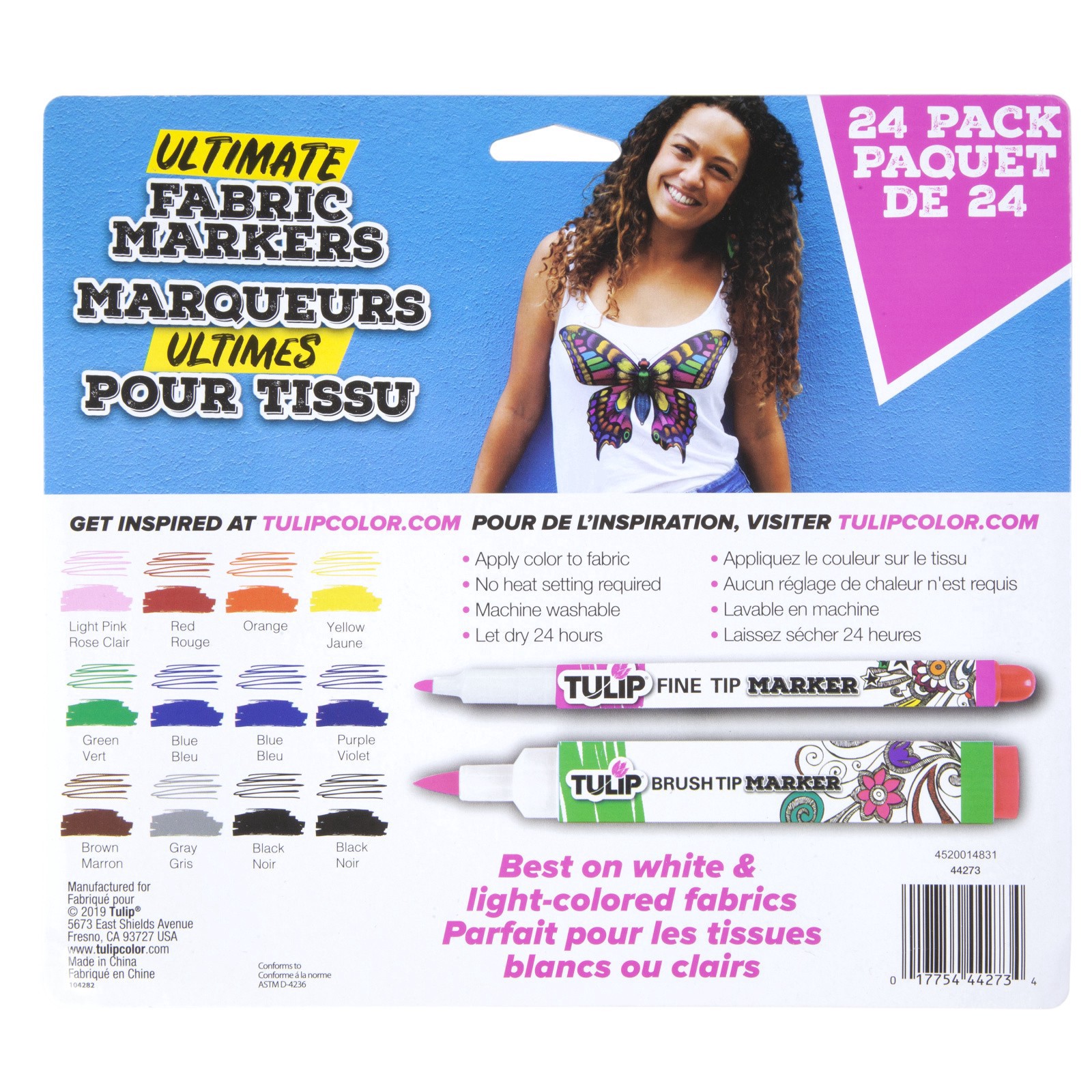 slide 5 of 8, Tulip Ultimate Fabric Markers Rainbow, 24 Pack, 24 ct