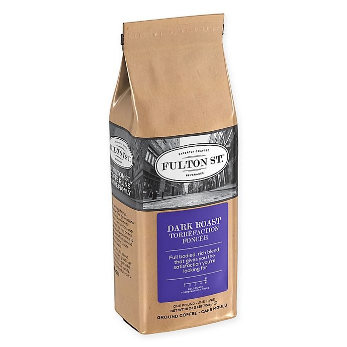 slide 1 of 2, Fulton St. Dark Roast Ground Coffee, 16 oz